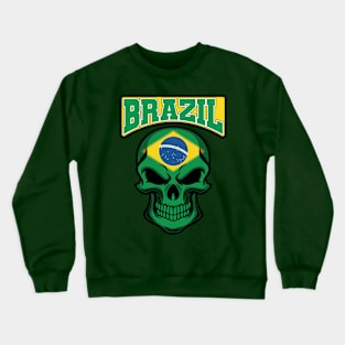 BRAZIL FLAG IN A SKULL EMBLEM Crewneck Sweatshirt